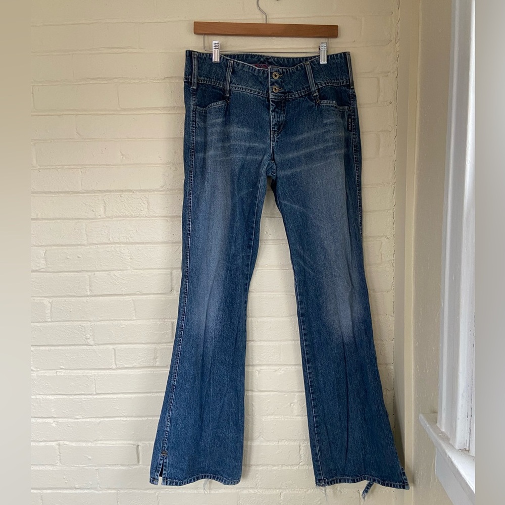 Y2K Silver Low Rise Bootcut Flare Jeans